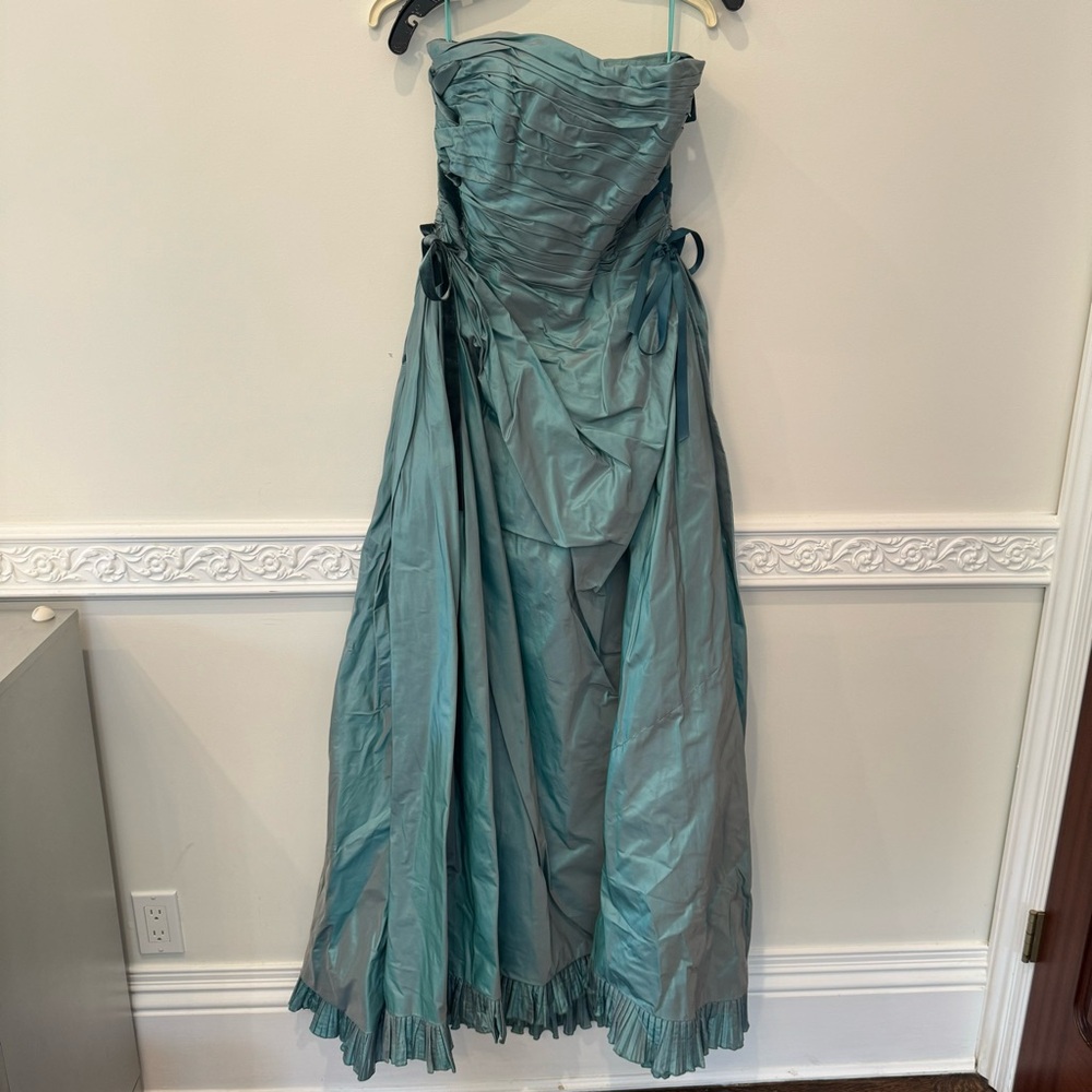 Blue satin vintage designer gown